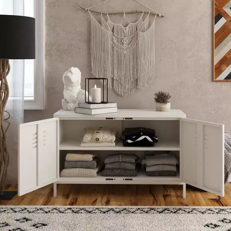 RealRooms Shadwick 2 Door Metal Locker Accent Cabinet