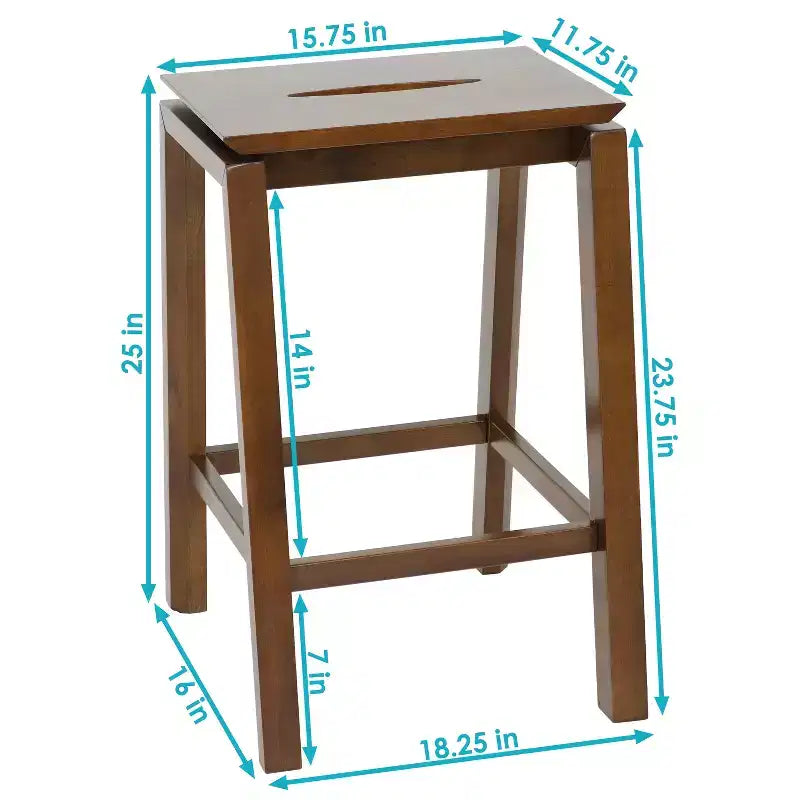 Sunnydaze Set of 2 Indoor Wooden Backless Counter-Height Stools - Dark Walnut - 25